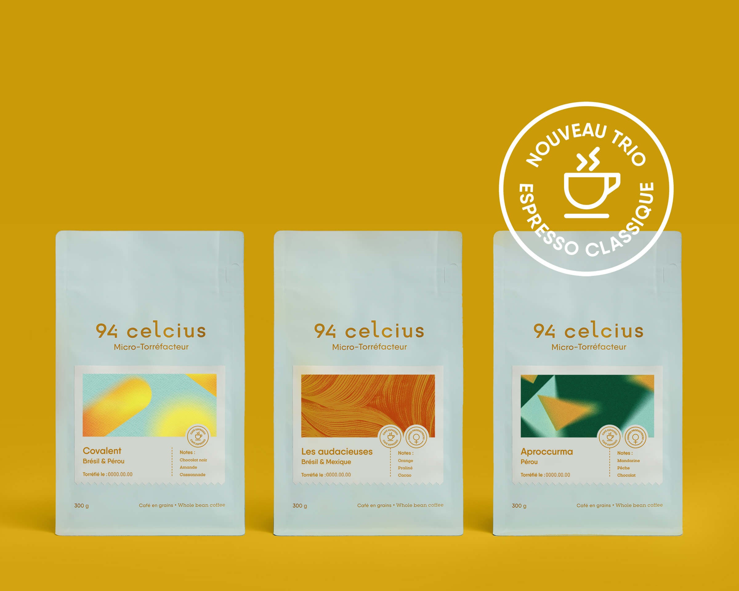 Abonnement du trio espresso classique par le torréfacteur de café de spécialité 94 celcius