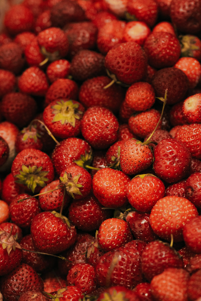 Nombreuses fraises rouges et prêtes à manger