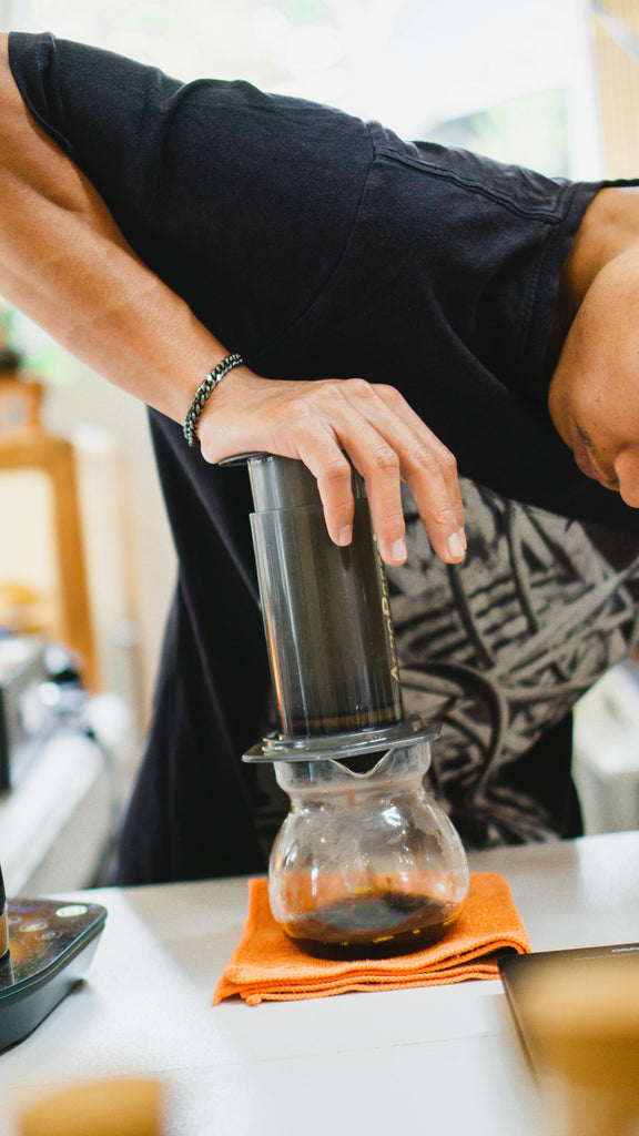 Aeropress lors d'une compétition café de spécialité