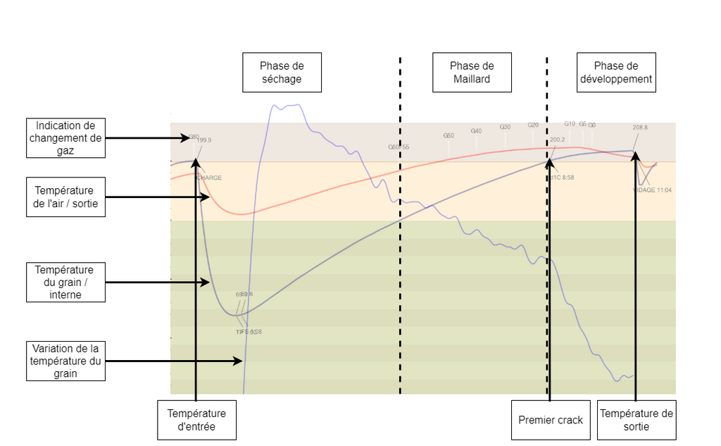 Courbe de torrefaction du torréfacteur 94 celcius